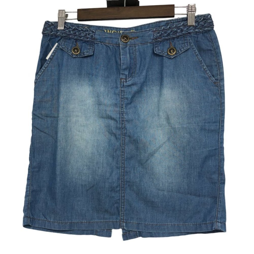 NWT Insider Premium Denim Medium Wash Lightweight Jean Mini Skirt size ~8